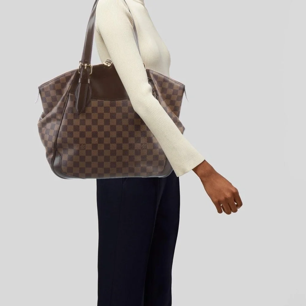 Authentic Louis Vuitton Damier Ebene Verona GM Bag Brown